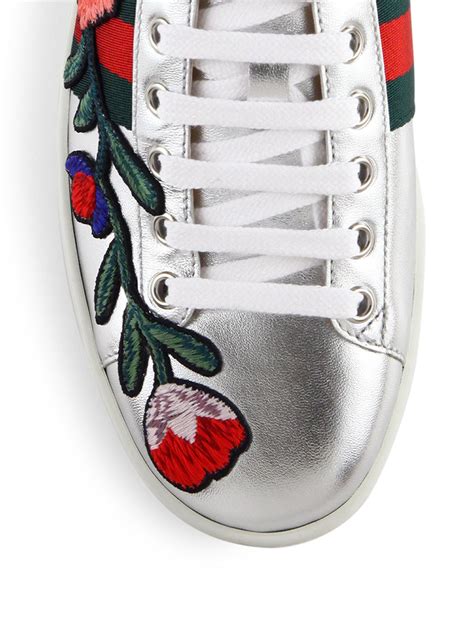 gucci sneakers floral|gucci ace embellished leather sneakers.